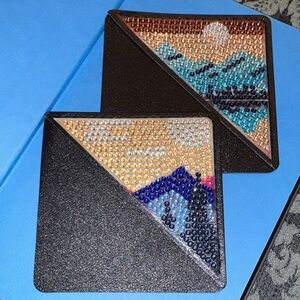 Handcrafted Diamond Art Corner Bookmarks - Set of 2
